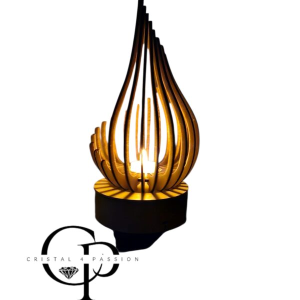 lampa din lemn cu lumanare led cristal4passion
